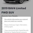 Preview thumbnail for need help adding vehicle to Toyota App.