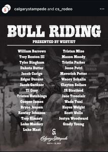 Preview thumbnail for Calgary Stampede Rodeo competitor name lists